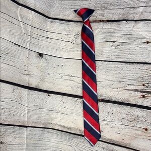 Red and Blue Striped Boy’s Clip-on Tie 15 inches long